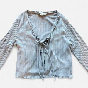 Grey long sleeve cardigan with tie front